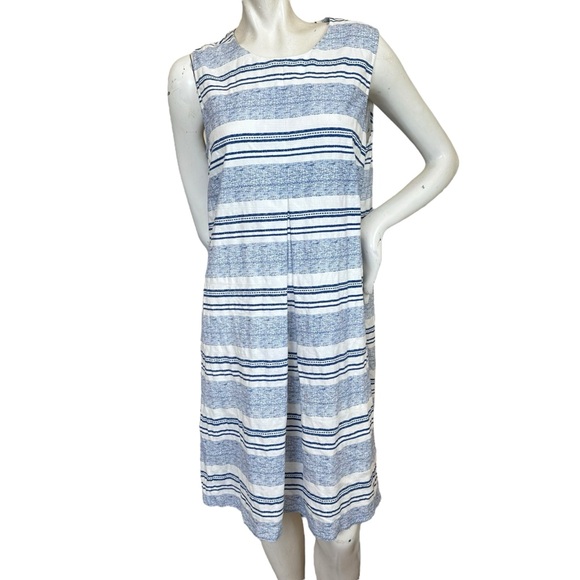 J Mc. Laughlin White & Blue Striped Sleeveless Mini Dress Tracy Size Large - Picture 2 of 8